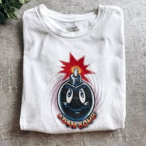 Adam Bomb White Short Sleeve Graphic Tee Size Large
